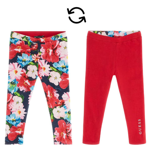 Red & Floral Reversible Leggings