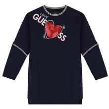 Load image into Gallery viewer, Navy Sequin Heart Sweat Dress