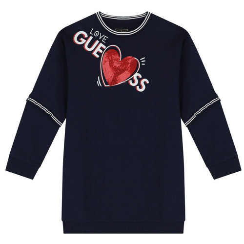 Navy Sequin Heart Sweat Dress
