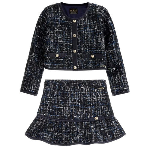 Navy Tweed Skirt & Jacket Set