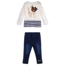 Load image into Gallery viewer, White T-Shirt &amp; Denim Legging Set