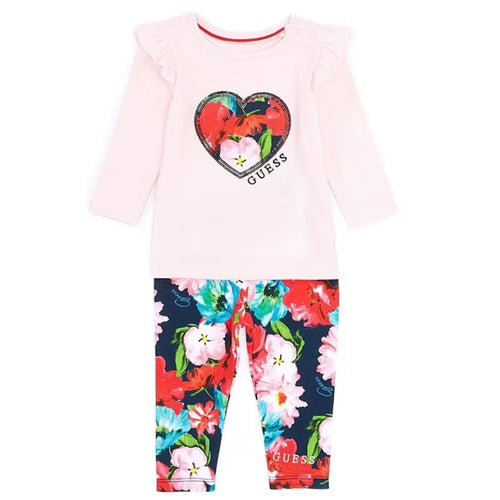 Pink T-Shirt & Floral Legging Set