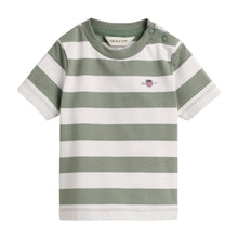 Load image into Gallery viewer, Green &amp; White Striped T-Shirt