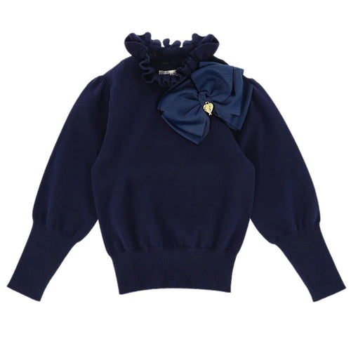 Navy 'Rosaria' Bow Jumper