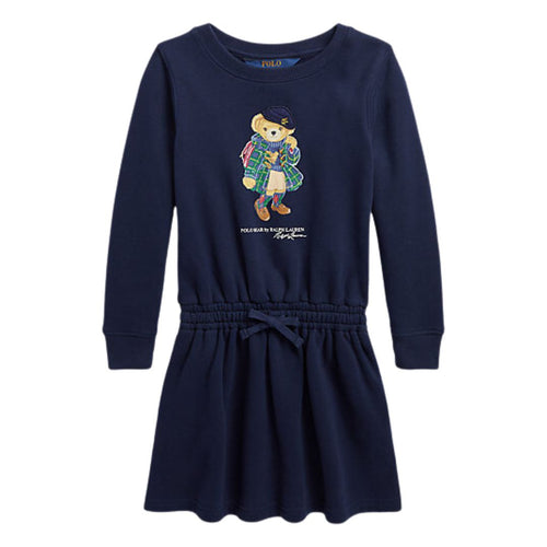 Navy Bear Fleece Dress