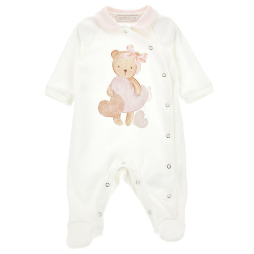 Ivory Heart Bear Babygrow