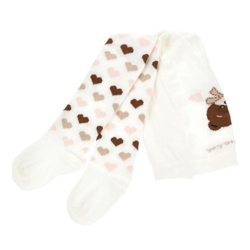 Ivory Heart & Bear Knitted Tights