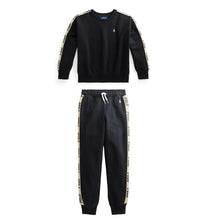 Load image into Gallery viewer, Girls Black &amp; Gold Taped Tracksuit