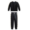 Girls Black & Gold Taped Tracksuit