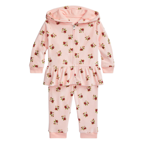 Pink Floral Velvet Tracksuit