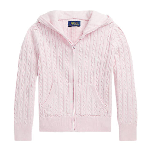 Pink Cable Knit Zip Up Hoodie