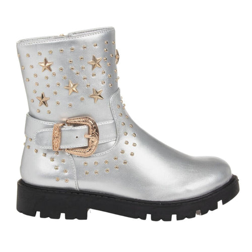 Silver 'Debbie' Studded Boots