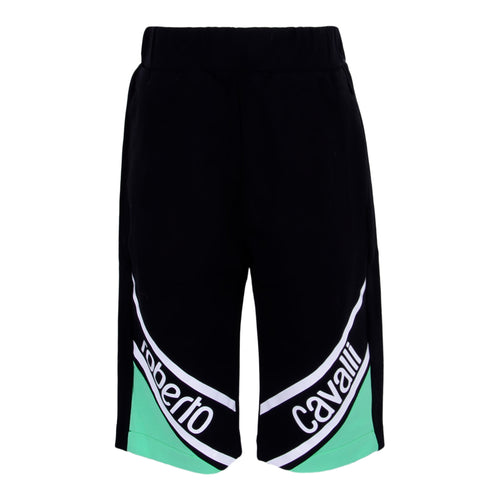 Roberto Cavalli Boys Black & Green Sweat Shorts