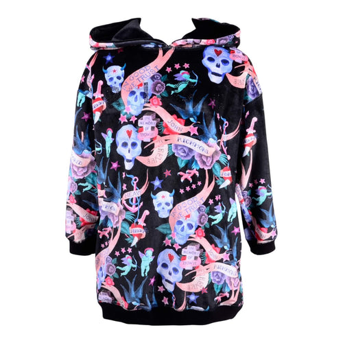 Black Velour Skull Dress
