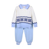 Cream & Blue Knit Set