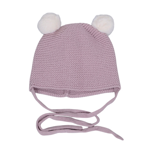 Powder Pink Knitted Bobble Hat