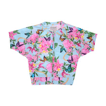Load image into Gallery viewer, Blue Floral Zip Up Active Top