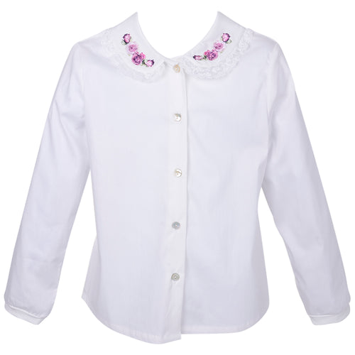 White Rose Collar Blouse