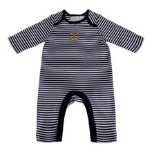 Load image into Gallery viewer, Navy Stripe Footless Babygrow