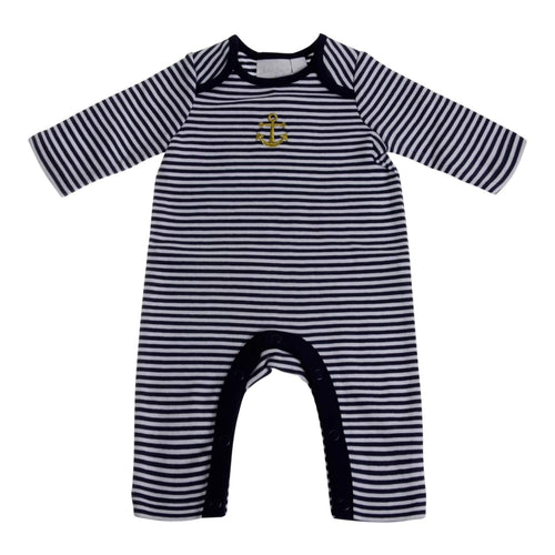 Navy Stripe Footless Babygrow