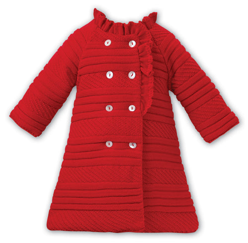 Red Frill Knitted Coat