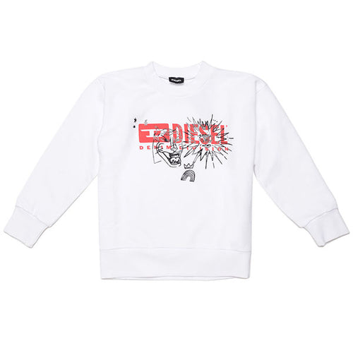White & Red Printed Sweat Top