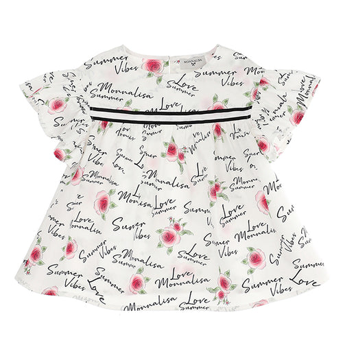 White & Pink Roses Blouse