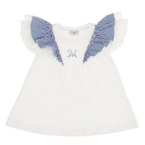 White Stripe & Lace Tunic Top