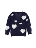 Navy White Heart Knitted Cardigan