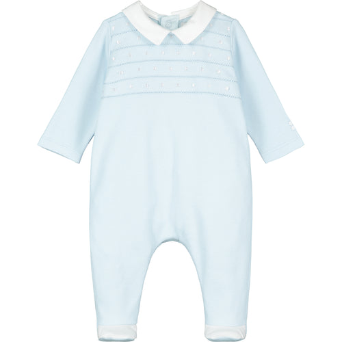 Blue Embroidered Babygrow