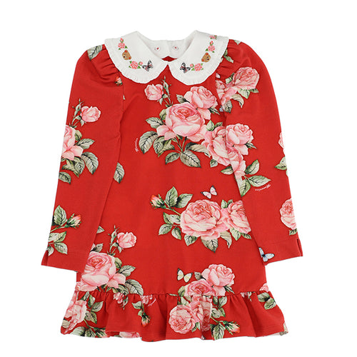 Girls Red Roses Dress