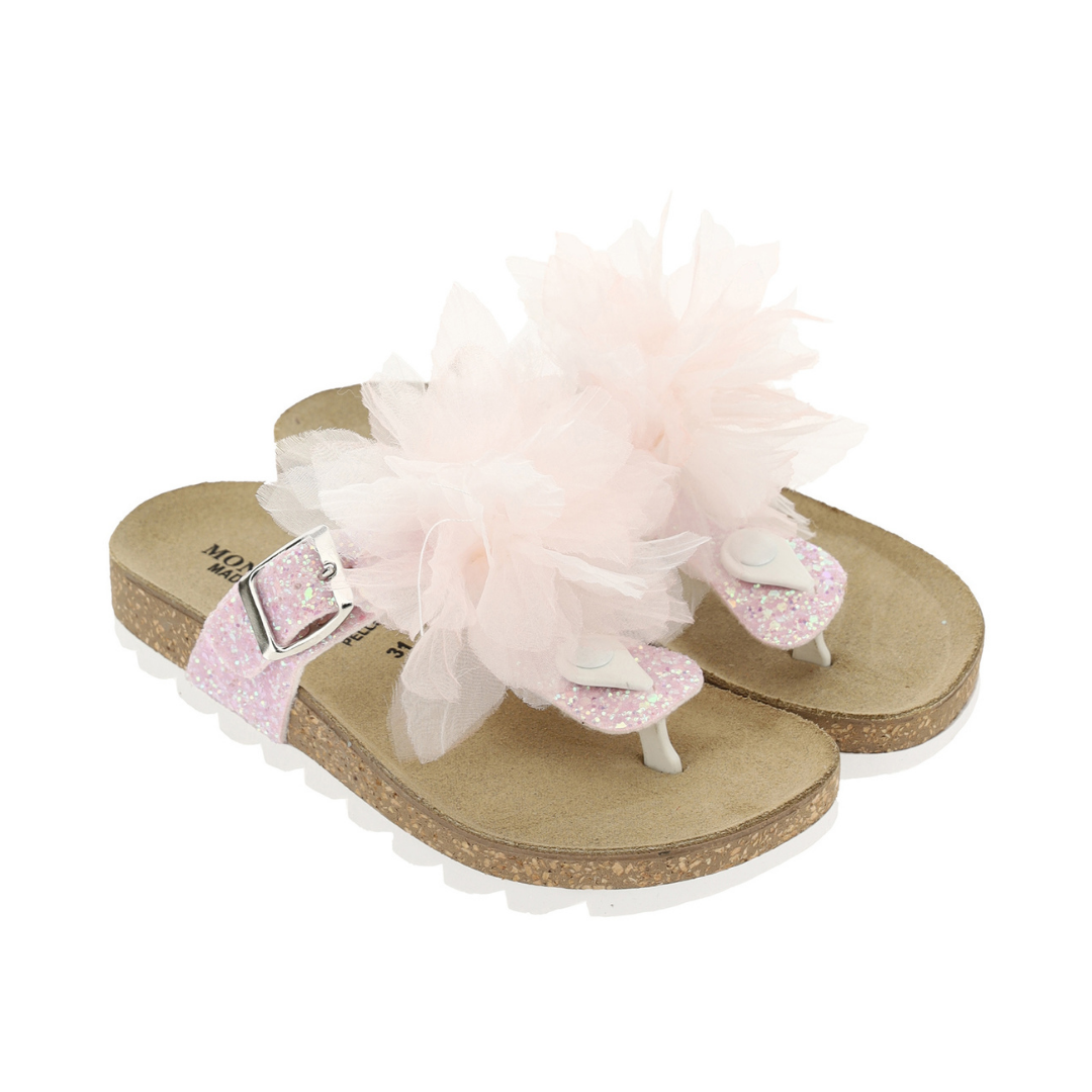 Monnalisa - Pink Ruffle Sandals – Village Kids