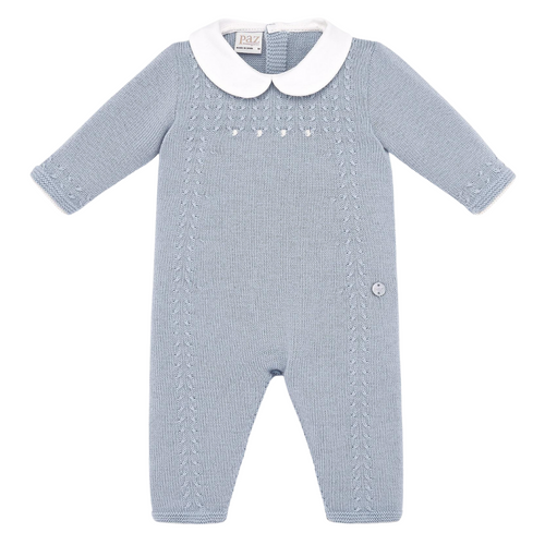 Blue Knitted Babygrow