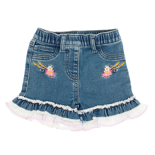 Denim Embroidered Shorts