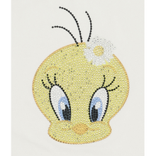 Load image into Gallery viewer, Off White Rhinestone Tweety T-Shirt