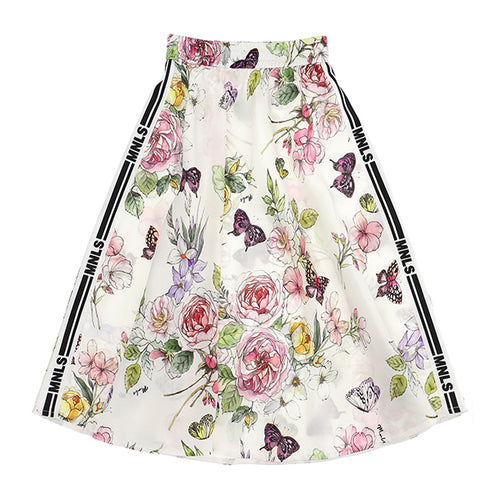 Ivory Floral Satin Skirt