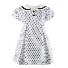 Load image into Gallery viewer, White  &amp; Navy Polka Dot Dress &amp; Bloomers
