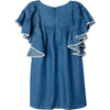 Blue Ruffle Sleeved Dress