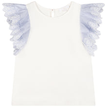 Load image into Gallery viewer, White &amp; Blue Frill Blouse