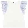 White & Blue Frill Blouse