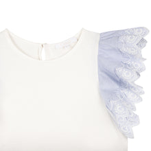 Load image into Gallery viewer, White &amp; Blue Frill Blouse
