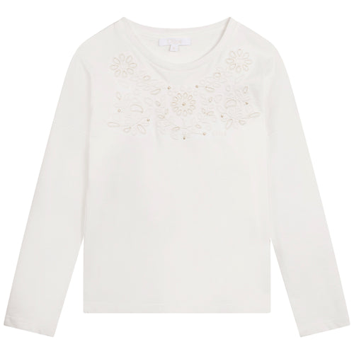 Ivory Embroidered Detail T-Shirt
