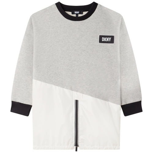 Girls Grey Zip Sweat Dress