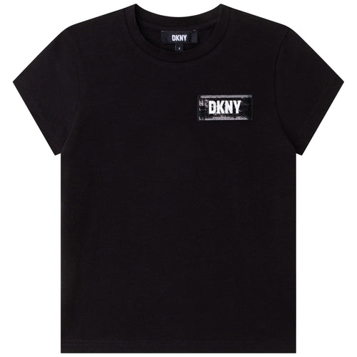 Girls Black Sequin Logo T-Shirt