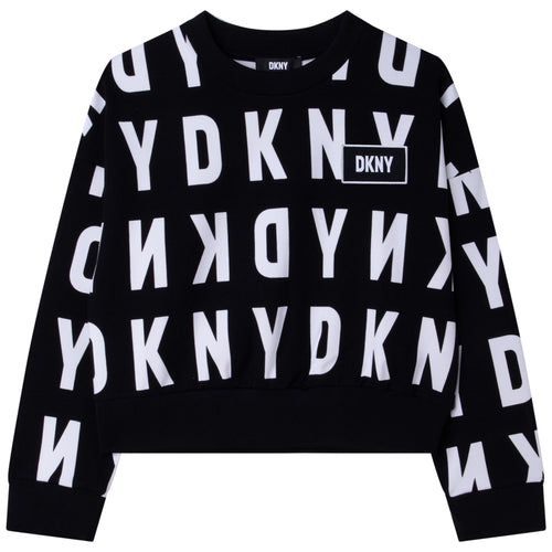 Girls Black DKNY Printed Sweat Top