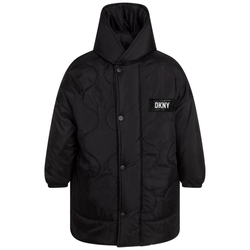 Girls Black Reversible Parka Coat