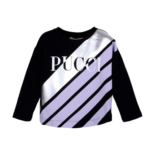 Black & Purple Metallic Sweat Top