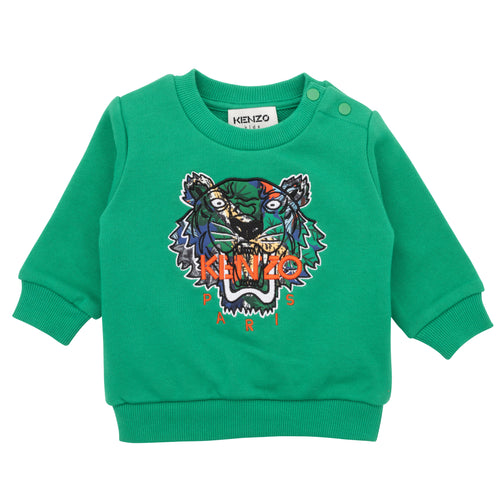 Green Embroidered Tiger Sweat Top