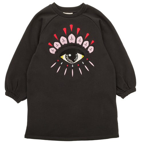 Dark Grey Embroidered Eye Sweat Dress