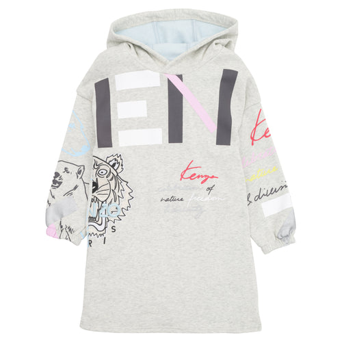 Grey Printed Hooded Dress
